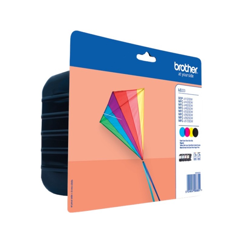 ORIGINAL Brother Multipack nero / ciano / magenta / giallo LC-223 LC223VALBPDR 4 cartucce d'inchiostro: 1x nero, ciano, magenta,