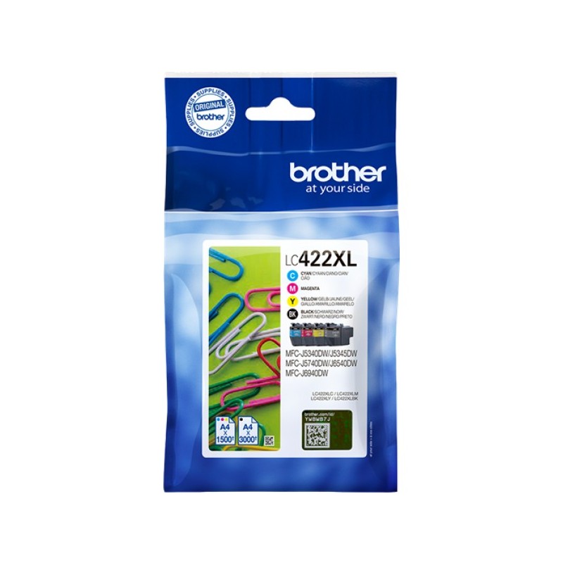 ORIGINAL Brother Multipack nero / ciano / magenta / giallo LC-422XL LC422XLVAL ~7500 Seiten