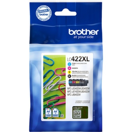 ORIGINAL Brother Multipack nero / ciano / magenta / giallo LC-422XL LC422XLVAL ~7500 Seiten