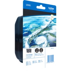 ORIGINAL Brother Multipack nero LC-985-BK LC985BKBP2DR 2 cartucce d'inchiostro LC-985BK