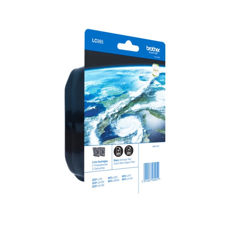 ORIGINAL Brother Multipack nero LC-985-BK LC985BKBP2DR 2 cartucce d'inchiostro LC-985BK