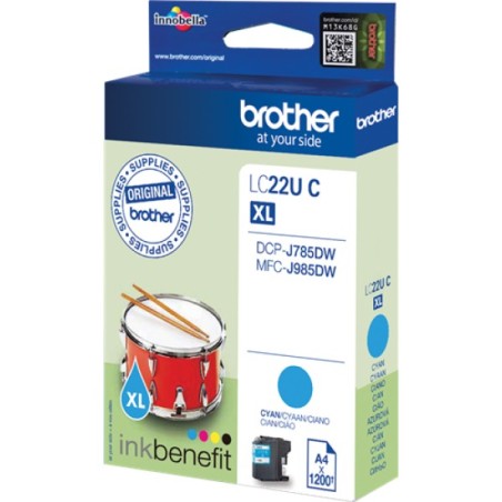 ORIGINAL Brother Cartuccia d'inchiostro ciano LC22UC LC-22U ~1200 Seiten