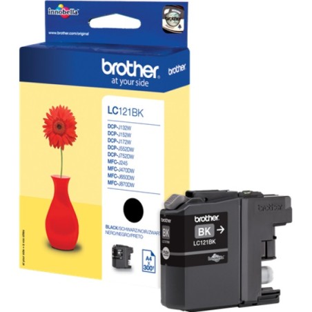 ORIGINAL Brother Cartuccia d'inchiostro nero LC121BK LC-121 ~300 Seiten 7,1ml