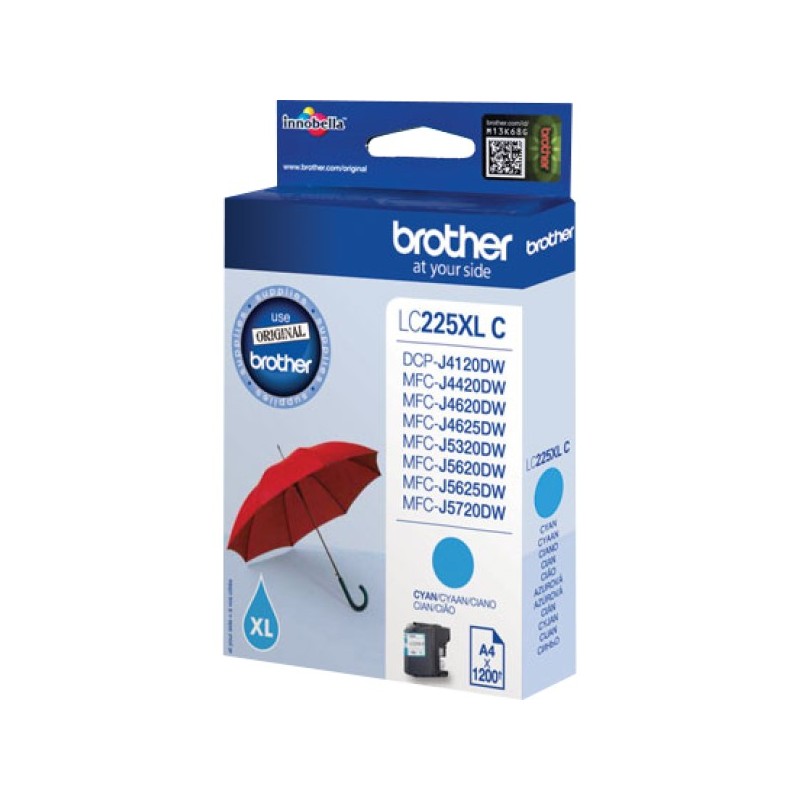 ORIGINAL Brother Cartuccia d'inchiostro ciano LC225XLC LC-225XL ~1200 Seiten 11,8ml