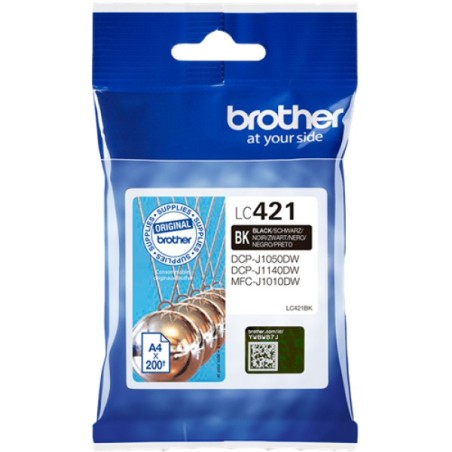 ORIGINAL Brother Cartuccia d'inchiostro nero LC421BK LC-421BK ~200 Seiten