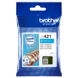 ORIGINAL Brother Cartuccia d'inchiostro ciano LC421C LC-421C ~200 Seiten
