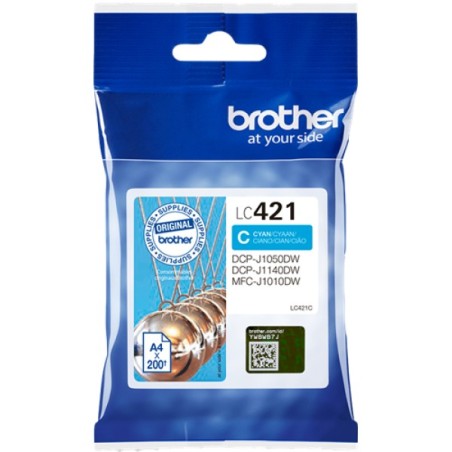 ORIGINAL Brother Cartuccia d'inchiostro ciano LC421C LC-421C ~200 Seiten