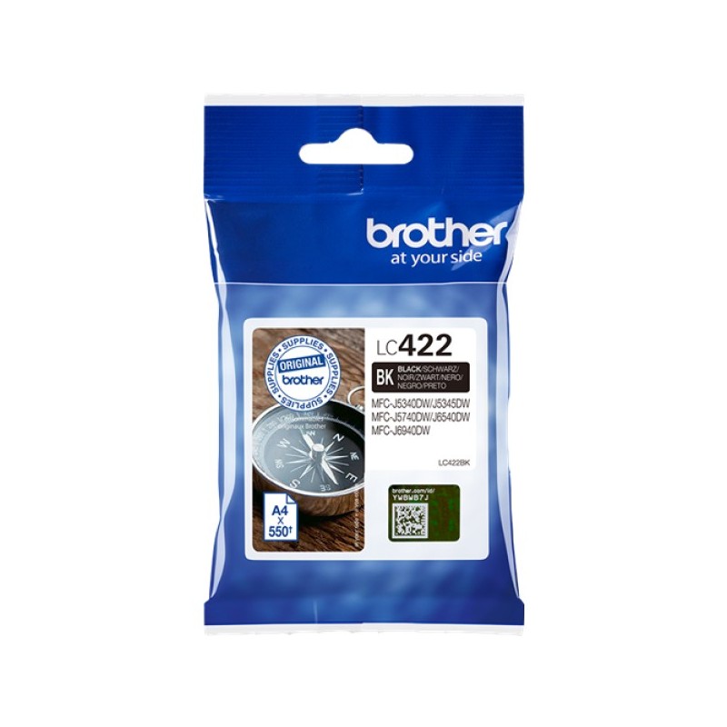 ORIGINAL Brother Cartuccia d'inchiostro nero LC422BK LC-422BK ~550 Seiten