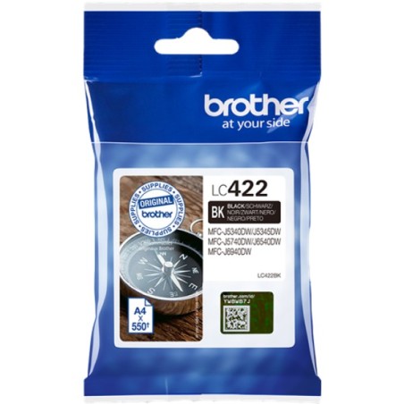 ORIGINAL Brother Cartuccia d'inchiostro nero LC422BK LC-422BK ~550 Seiten