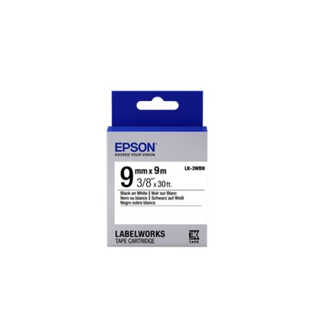 ORIGINAL Epson Nastro Nero su bianco LK-3WBN C53S653003