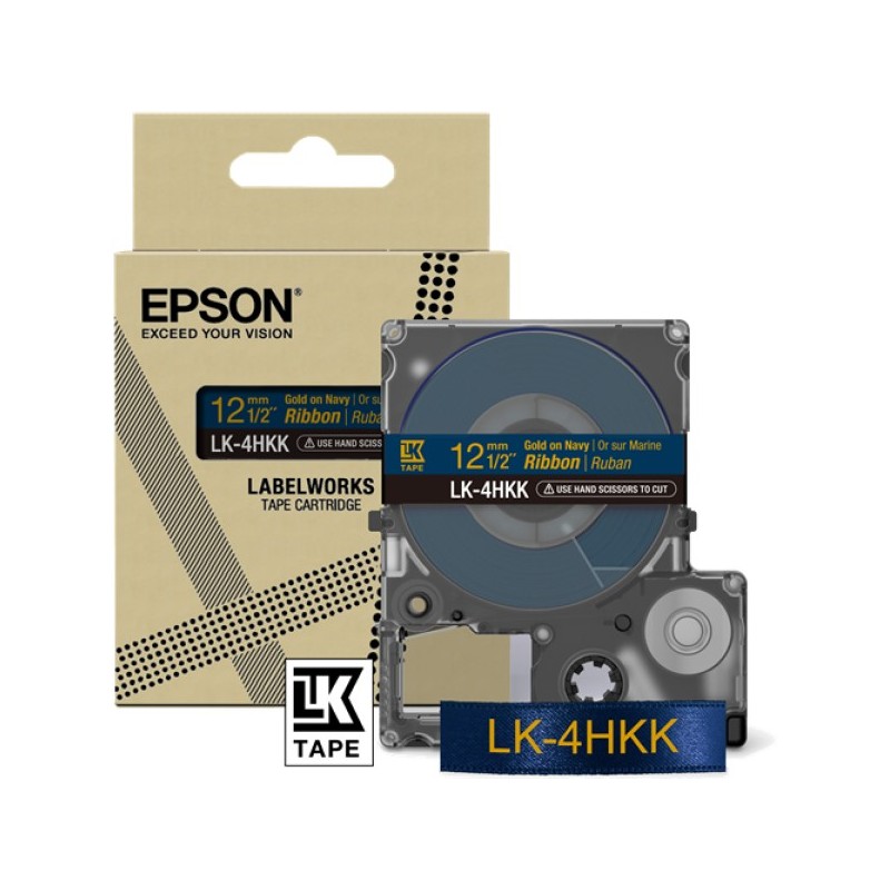 ORIGINAL Epson Nastro LK-4HKK C53S654002 Nastro satinato per etichettatrici Epson LK-4HKK oro/blu 12 mm (5 m)