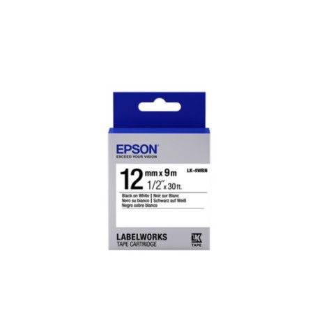 ORIGINAL Epson Nastro Nero su bianco LK-4WBN C53S654021 12 mm x 9 m