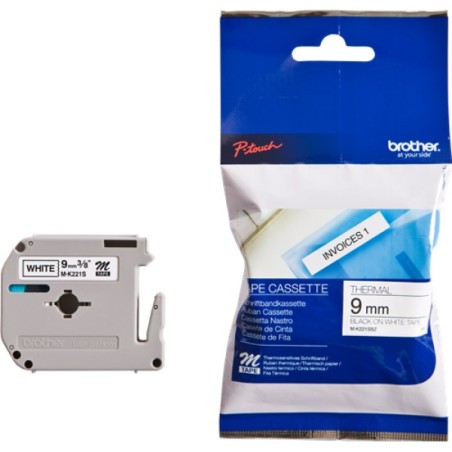 ORIGINAL Brother Nastro Nero su bianco M-K221SBZ M-K221S 9 mm x 4 m, non laminato