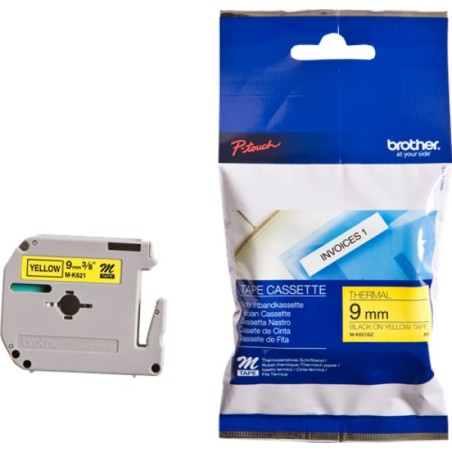 ORIGINAL Brother Nastro Nero su giallo M-K621BZ M-K621 9 mm x 8 m, non laminato