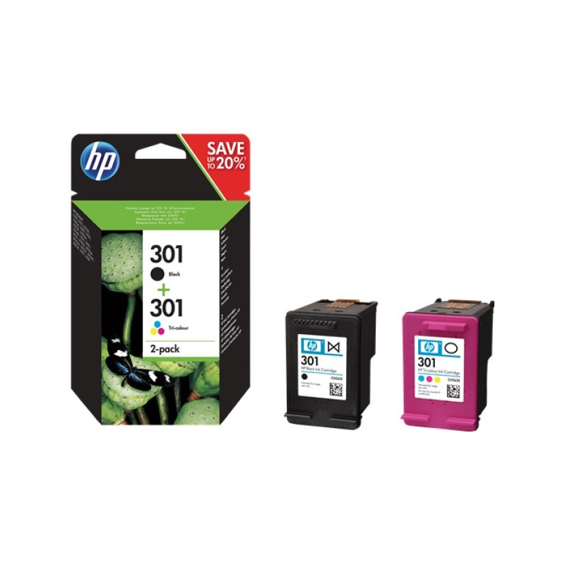 ORIGINAL HP Multipack nero / differenti colori N9J72AE 301 2x inchiostro HP 301: 1x CH561EE + 1x CH562EE