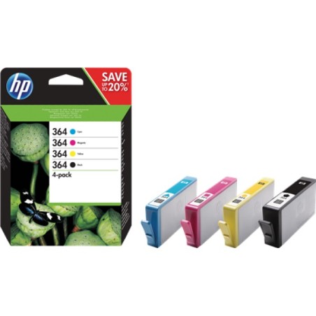ORIGINAL HP Multipack nero / ciano / magenta / giallo N9J73AE 364 4x inchiostro HP 364: bk + c + m + y