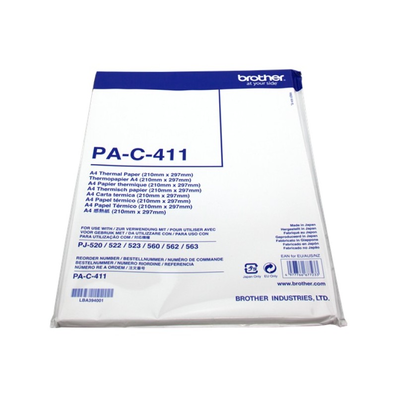 ORIGINAL Brother Carta Bianco PA-C-411 PAC411 Carta termica DIN A4, 100 Fogli