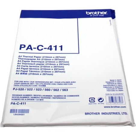 ORIGINAL Brother Carta Bianco PA-C-411 PAC411 Carta termica DIN A4, 100 Fogli
