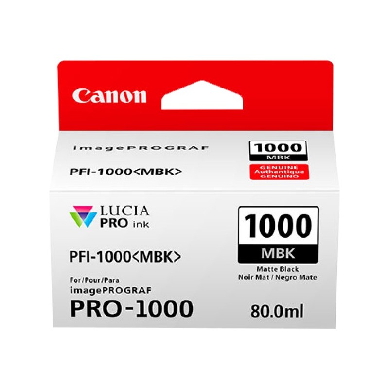 ORIGINAL Canon Cartuccia d'inchiostro Nero (opaco) PFI-1000mbk 0545C001 ~5490 Seiten 80ml