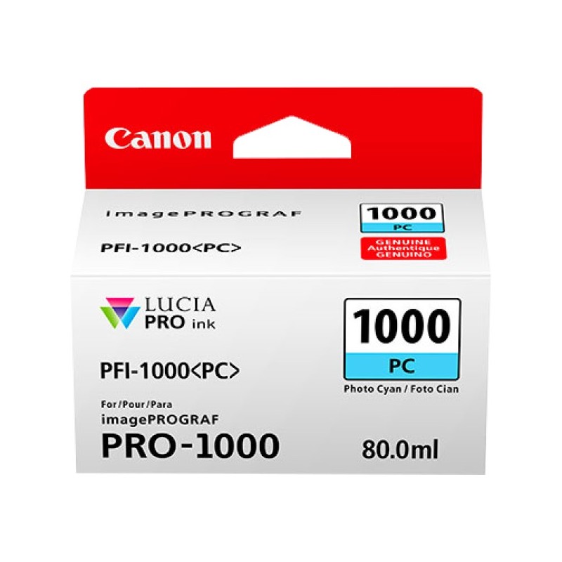 ORIGINAL Canon Cartuccia d'inchiostro cyanfoto PFI-1000pc 0550C001 ~5140 Seiten 80ml