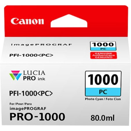 ORIGINAL Canon Cartuccia d'inchiostro cyanfoto PFI-1000pc 0550C001 ~5140 Seiten 80ml