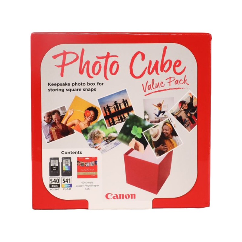 ORIGINAL Canon Value Pack nero / differenti colori PG-540+CL-541 Photo Cube + 13x13 cm Photo Paper Plus Glossy II 40 Blatt ~580 