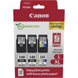 ORIGINAL Canon Value Pack nero / differenti colori PG-540L+CL-541XL + 10x15 cm Fotopapier 50 Blatt ~700 Seiten