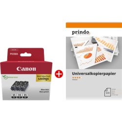 ORIGINAL Canon Value Pack nero / Bianco PGI-35BK 3er MCVP + Prindo Universal Papier 500 Blatt
