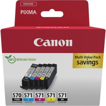 ORIGINAL Canon Multipack nero / nero / ciano / magenta / giallo PGI-570+CLI-571 0372C006