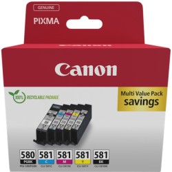 ORIGINAL Canon Multipack nero / nero / ciano / magenta / giallo PGI-580+CLI-581 2078C007 ~1703 Seiten
