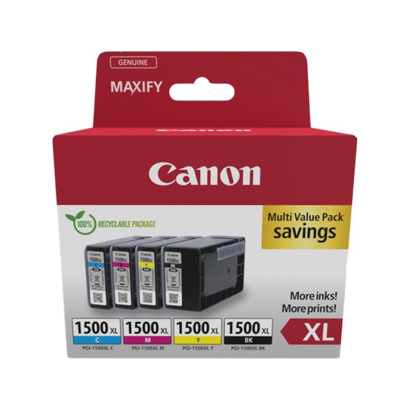 ORIGINAL Canon Multipack nero / ciano / magenta / giallo PGI-1500 XL 9182B010 ~3935 Seiten