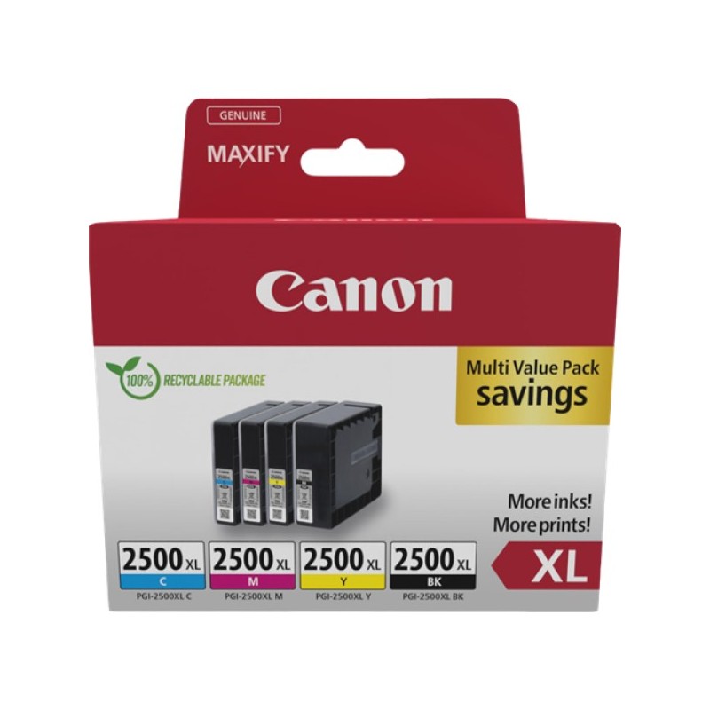ORIGINAL Canon Multipack nero / ciano / magenta / giallo PGI-2500 XL 9254B010 ~7070 Seiten