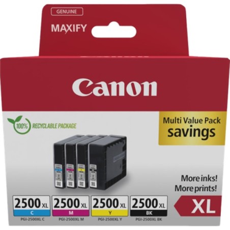 ORIGINAL Canon Multipack nero / ciano / magenta / giallo PGI-2500 XL 9254B010 ~7070 Seiten