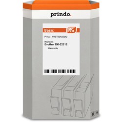 ORIGINAL Prindo Etichette Nero su bianco PRETBDK22212 Basic compatibile con Brother DK-22212, senza fine, 62mm x 15,24m bianco