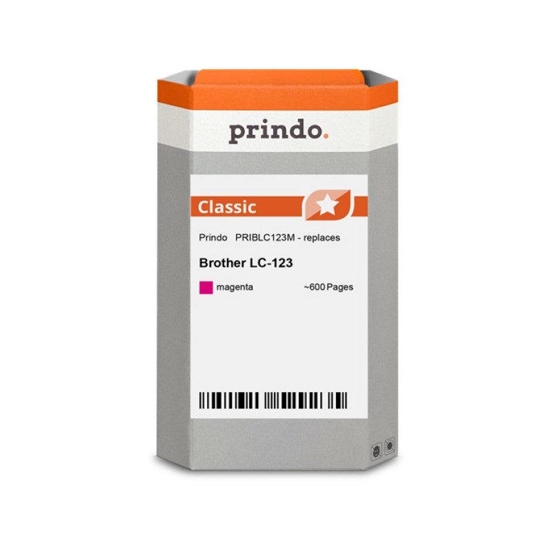 ORIGINAL Prindo Cartuccia d'inchiostro magenta PRIBLC123M Classic ~600 Seiten compatibile per Brother LC123M (LC-123)
