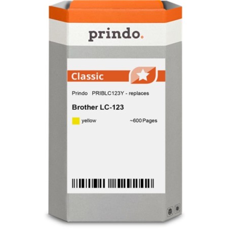 ORIGINAL Prindo Cartuccia d'inchiostro giallo PRIBLC123Y Classic ~600 Seiten compatibile per Brother LC123Y (LC-123)