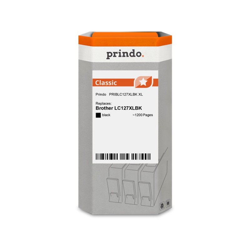 ORIGINAL Prindo Cartuccia d'inchiostro nero PRIBLC127XLBK Classic XL ~1200 Seiten compatibile per Brother LC127XLBK (LC-127)