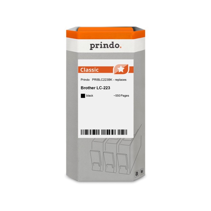 ORIGINAL Prindo Cartuccia d'inchiostro nero PRIBLC223BK Classic ~550 Seiten alternativa per Brother LC-223BK (LC223BK)