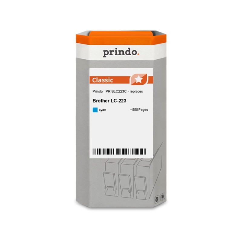 ORIGINAL Prindo Cartuccia d'inchiostro ciano PRIBLC223C Classic ~550 Seiten alternativa per Brother LC-223C (LC223C)