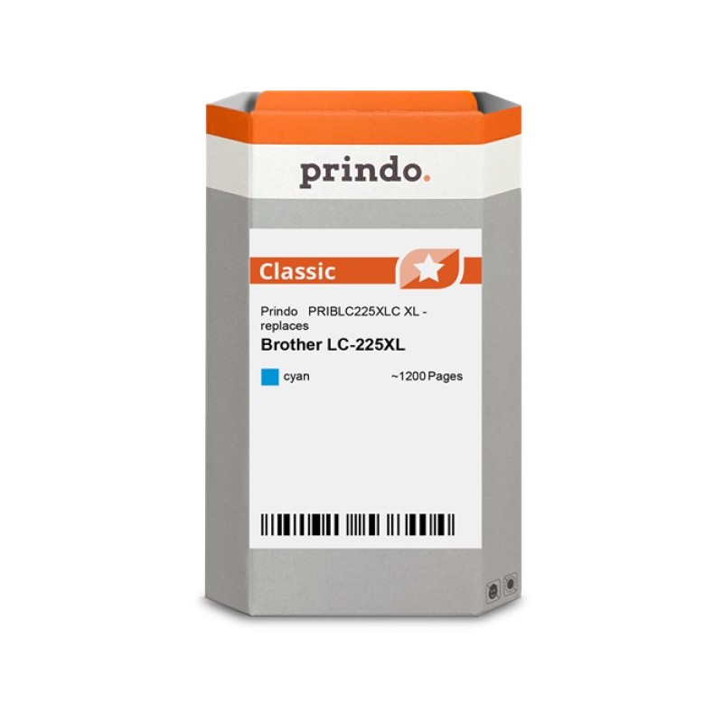 ORIGINAL Prindo Cartuccia d'inchiostro ciano PRIBLC225XLC Classic XL ~1200 Seiten alternativa per Brother LC-225XLC (LC225XLC)