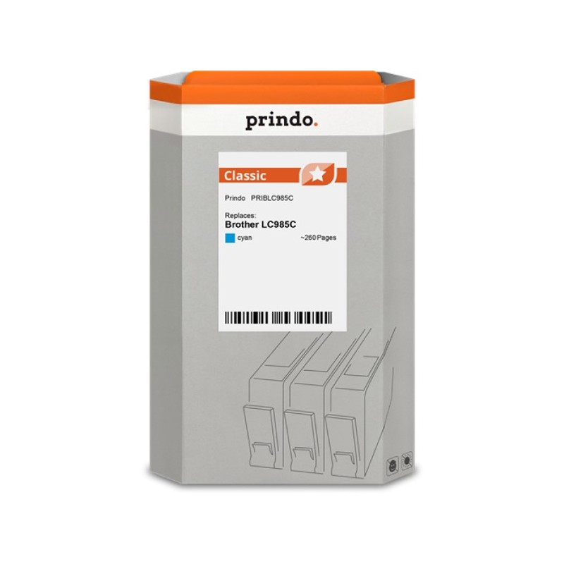 ORIGINAL Prindo Cartuccia d'inchiostro ciano PRIBLC985C Classic ~260 Seiten compatibile con Brother LC985C (LC-985)