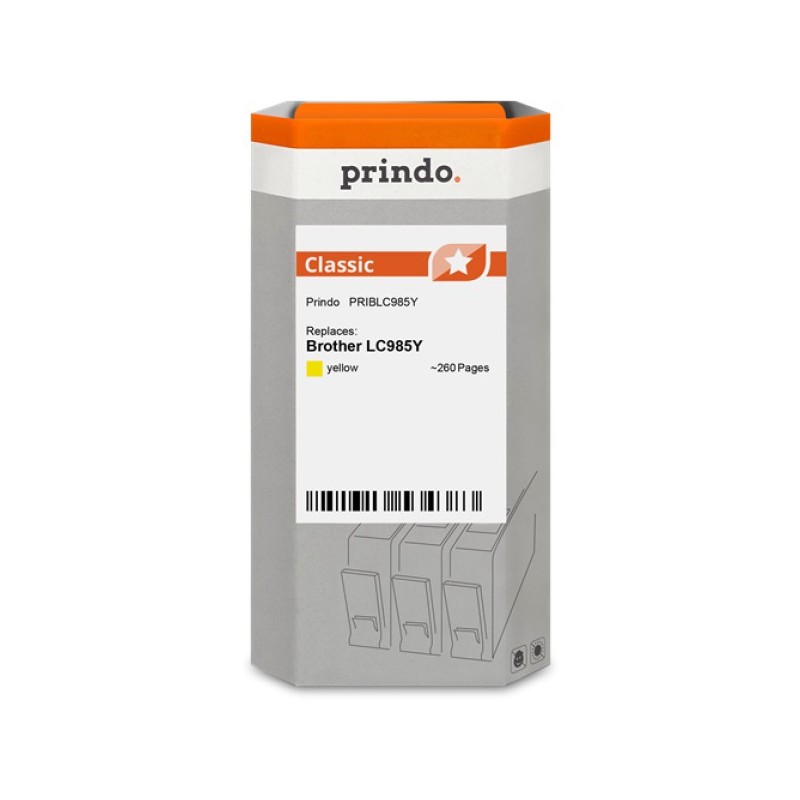 ORIGINAL Prindo Cartuccia d'inchiostro giallo PRIBLC985Y Classic ~260 Seiten compatibile per Brother LC985M (LC-985)