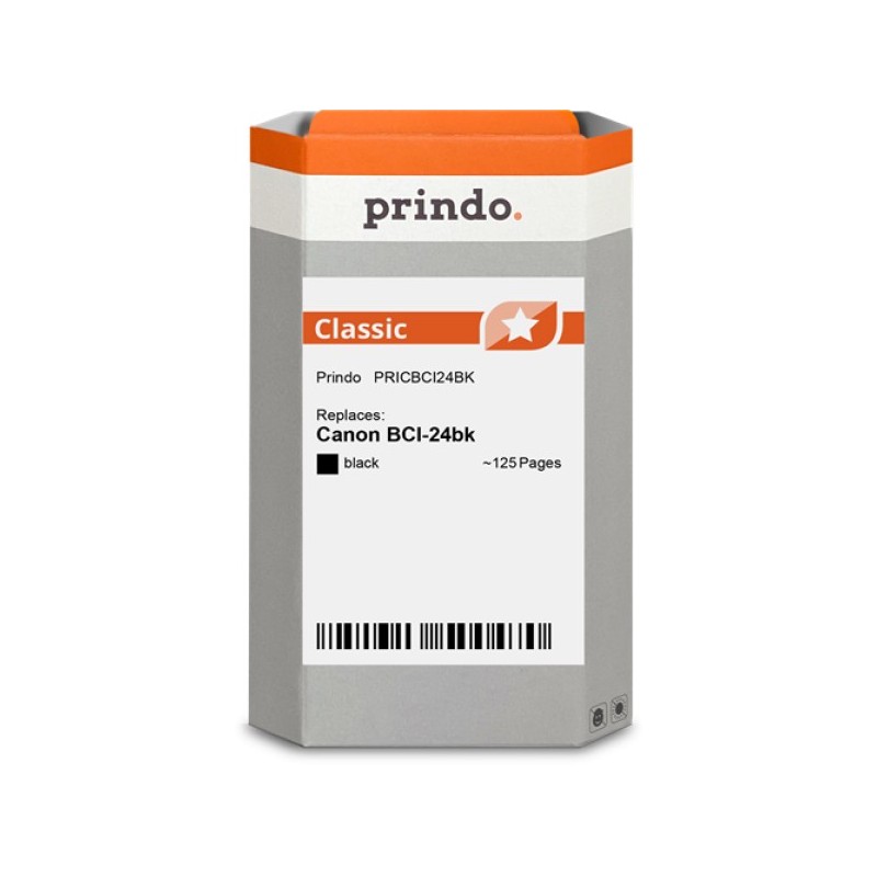 ORIGINAL Prindo Cartuccia d'inchiostro nero PRICBCI24BK Classic 10ml alternativa per Canon BCI-24bk (6881A002)