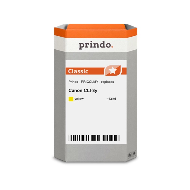 ORIGINAL Prindo Cartuccia d'inchiostro giallo PRICCLI8Y Classic 13ml alternativa per Canon CLI-8y (0623B001)