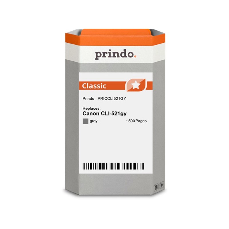 ORIGINAL Prindo Cartuccia d'inchiostro Grigio PRICCLI521GY Classic 9ml alternativa per Canon CLI-521gy (2937B001)