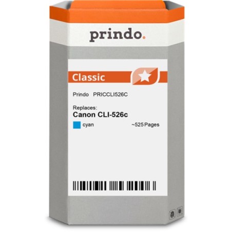 ORIGINAL Prindo Cartuccia d'inchiostro ciano PRICCLI526C Classic 9ml alternativa per Canon CLI-526c (4541B001)