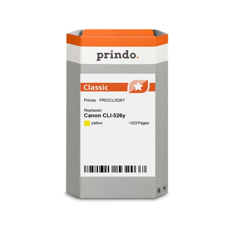 ORIGINAL Prindo Cartuccia d'inchiostro giallo PRICCLI526Y Classic 9ml alternativa per Canon CLI-526y (4543B001)