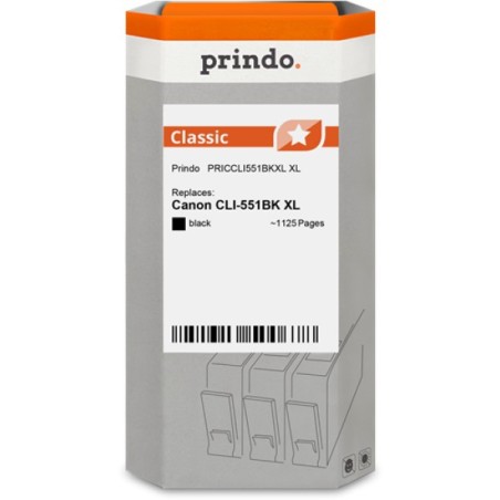 ORIGINAL Prindo Cartuccia d'inchiostro nero PRICCLI551BKXL Classic XL 11ml Prindo CLASSIC: L'alternativa per Canon CLI-551bk XL 