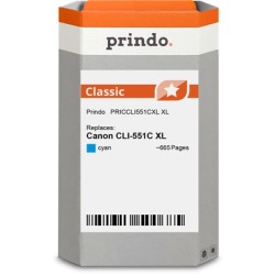 ORIGINAL Prindo Cartuccia d'inchiostro ciano PRICCLI551CXL Classic XL 11ml Prindo CLASSIC: L'alternativa per Canon CLI-551c XL (