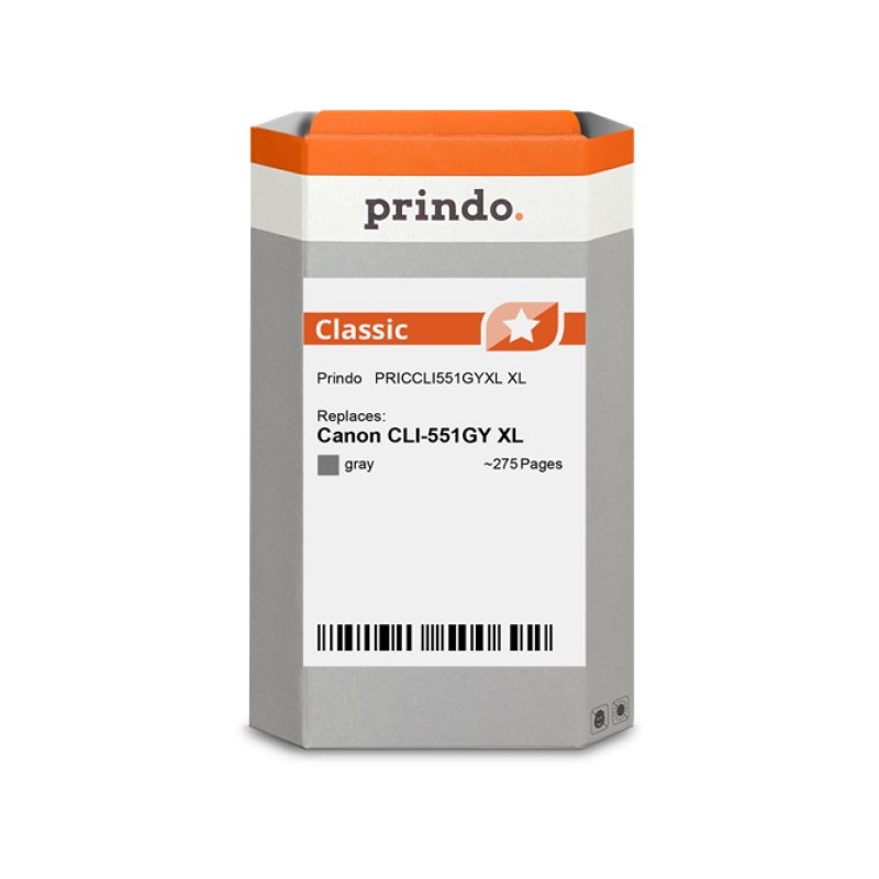 ORIGINAL Prindo Cartuccia d'inchiostro Grigio PRICCLI551GYXL Classic XL ~275 Seiten 11ml alternativa per Canon CLI-551gy XL (644